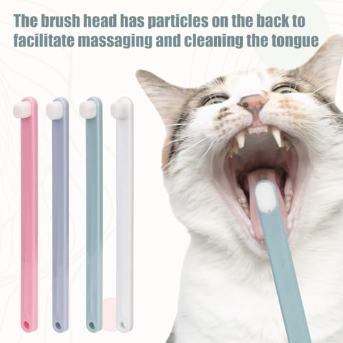 Image of NQEUEPN 4pcs Toothbrushes for Pets, Dual Sided Cats & Dogs Toothbrushes with 4 Toothbrush Protection Tube Soft Kitten Teeth Cleaning Brush, Reduces Bad Breath & Keeps Dental Healthy, Sky Blue, Green