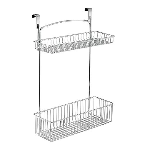 Mdesign Steel Over Cabinet Kitchen Storage Organizer Holder Or Basket - Hang Over Cabinet Doors In Kitchen, Pantry, Bathroom - Holds Dish Soap, Window Cleaner - Concerto Collection - Chrome #TOP7