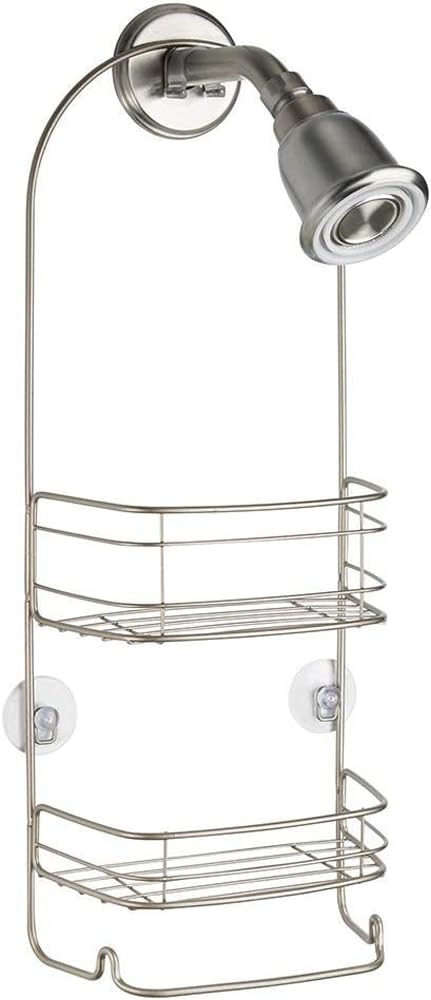 iDesign 58655 Rondo Metal Wire Hanging Shower Caddy Baskets and Towel Bar for Shampoo Conditioner and Soap with