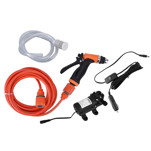 Haofy Hidrolimpiadora Eléctrica Portátil 12V 72W 2.4MPa con Rosca Macho G1/2 para Autocaravana y Jardín - Alto Flujo de Agua 180L/Min Compacto Autocebante