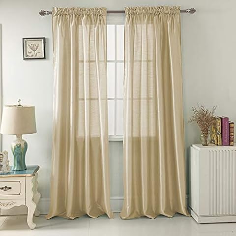 RT Designers Collection Nikki Faux Silk 54 x 95 in. Rod Pocket Panel, Beige Cover
