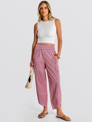 Image of ANRABESS Womens Wide Leg Palazzo Capri Pants 2026 Summer Casual High Waisted Barrel Lounge Flowy Cropped Beach Work Trousers