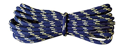Fabmania Cordones redondos fuertes - 3,5 mm - Armada con motas amarillo - Longitude 90 cm - Cordones para trabajo de senderismo y deportes - Hecho en Inglaterra