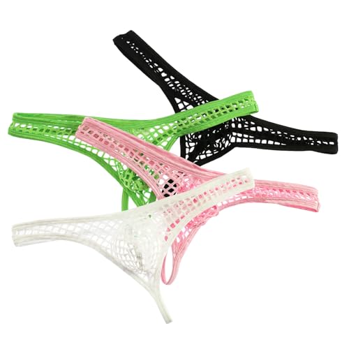 ONEFIT Men's See Through Thong Fishnet G-Strings Mesh Breathable Underwear with U Pouch Panties2