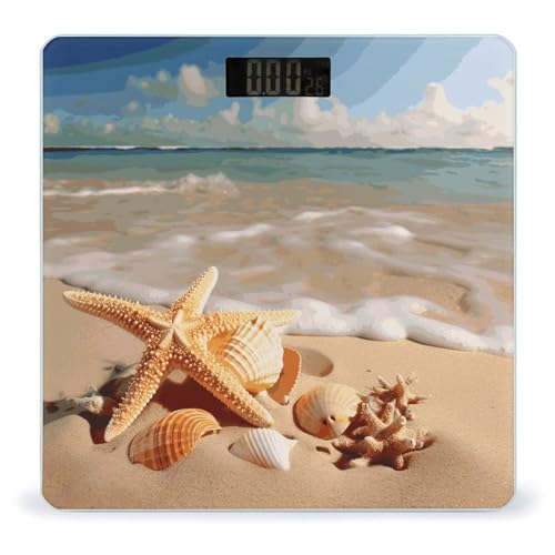Báscula digital de baño Seashells Starfish con pantalla LCD grande miniatura 1