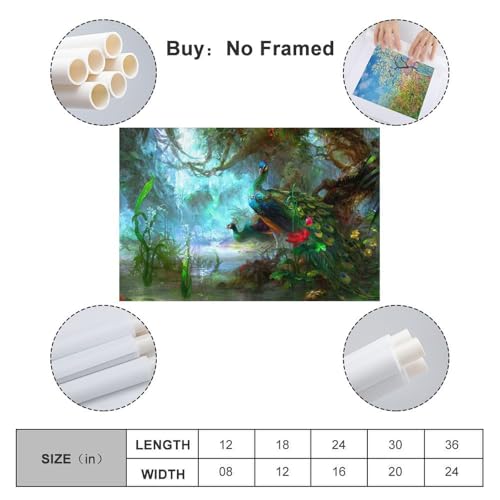 Toile murale paon imperméable 30x45cm impression décoration maison - 2