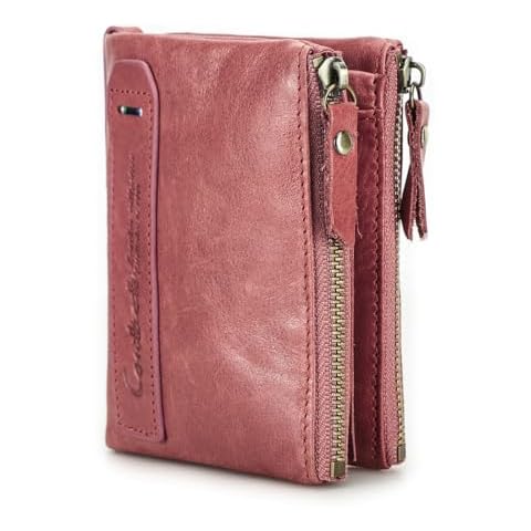 Contacts Mens RFID Short Wallet in Dark Pink Cover