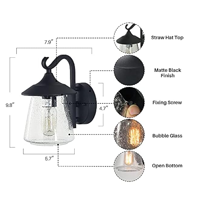 LOG BARN Outdoor Wall Light Farmhouse Exterior Lantern Black A03356 1-Light