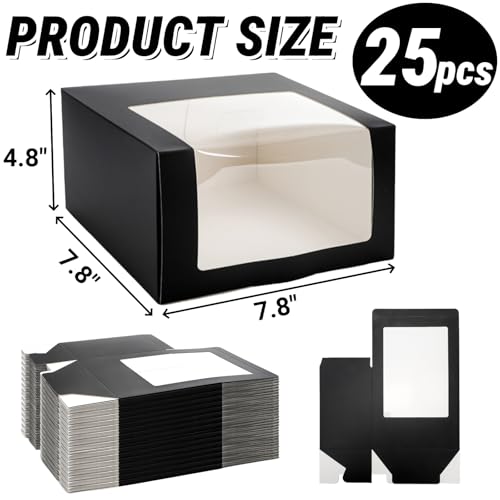 Peohud 25 Pack Black Gift Boxes with Window: Baseball Caps, Snapbacks, Trucker Caps Display and Storage Solution, Perfec 