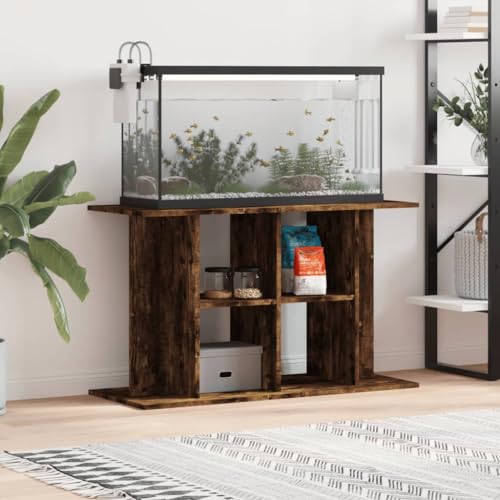 IKAYAA Aquarium Unterschrank Aquariumständer Aquariumregal Aquariumschrank Räuchereiche 100 x 40 x 60 cm Aquarium Stand Aquarium Tisch Aquarium Schrank Unterschrank Holzwerkstoff