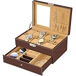 Oyydecor-Watch-Box-12-Slots-Watch-Organizer-Jewelry-Display-Case-Organizer-with-Jewelry-Drawer-for-Storage-and-Display-LockableBrown