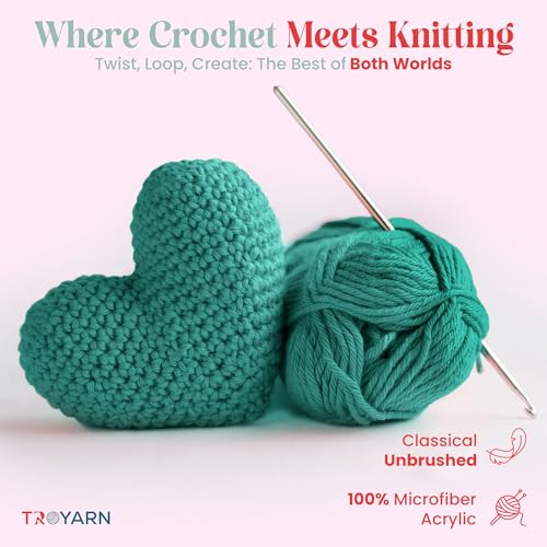 Image of TROYARN Summer (4- Skeins Pack) Silk Effect Hand Knitting Yarn Crochet Art Lace Craft 100% Microfiber Acrylic 4x100 gr (4x383 yds) (105610 - Emerald Green)