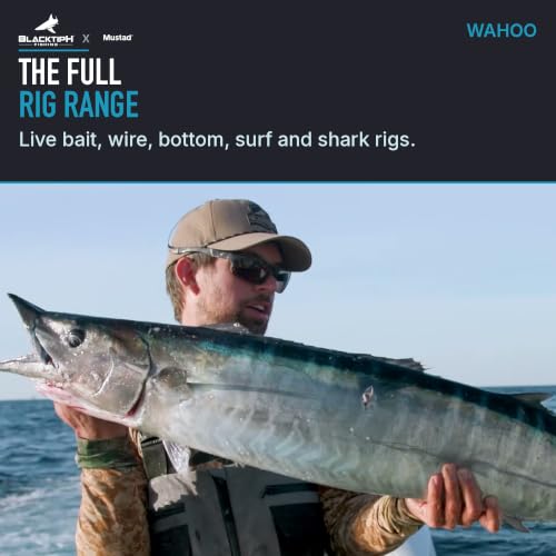 BlacktipH x Mustad Live Bait Wire Rig, 42in #8 Hilo Simple, Anzuelo UltraPoint Circle Mustad 39951 8/0, Giratorios de Acero Inoxidable 80lb, Trolling Lento y Deriva en Agua Salada miniatura 6