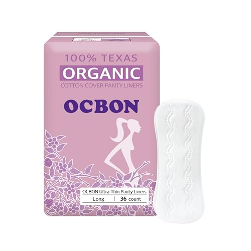 OCBON Ultra Thin Sanitary Pantyliners (Long, 7.1 inch, 36 Counts) - Ultra Thin, Unscented 100%...