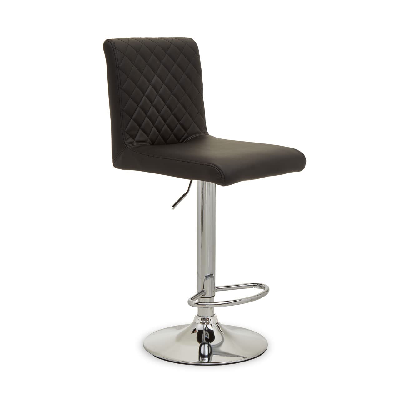 Baina Black And Chrome Bar Stool With Round Base - Black