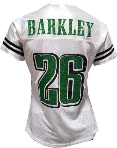 Custom Womens Blinged Football White Mesh Saquon Barkley Jersey Size 2XL XXL