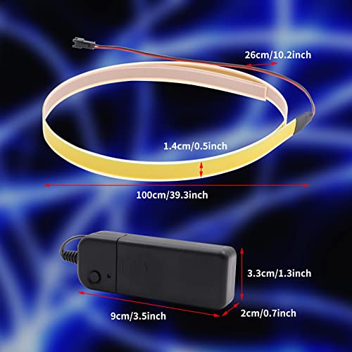 Image of Electroluminescent El Light Strip, EL Wire Rope Lights, 1M Neon Glowing Strobing Electroluminescent 100 cm x 1.4 cm (39.3 inch x 0.5 inch) ON /Slow Flash /Fast Flash, 1Pack (1, Yellow, 1cm*1m)