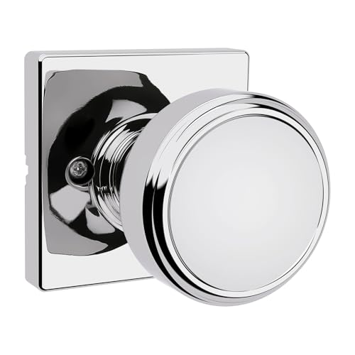 Image of Kwikset Maven Dummy Door Knob, Single Sided Handle for Closets, French Double Doors, and Pantry, Polished Chrome Non-Turning Square Interior Push /Pull Door Knob, with Microban Protection