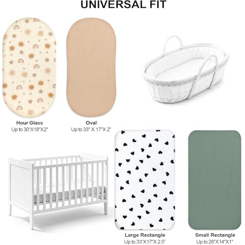 Image of 100% Muslin Cotton Baby Bassinet Sheets for Baby Boy Girls,4-Pack Fitted Bassinet Sheets Set Compatible with Halo Bassinest Swivel Sleeper,Baby Delight,Angelbliss,32 inchX16 inch (Sun Series)