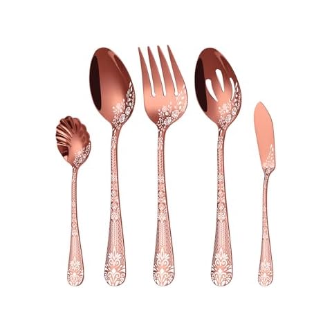 5-Piece Rose Gold Serving Utensil Set Cover