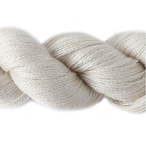 Lotus Yarns Silky Cashmere Fingering Weight Knitting Yarn Skein Shiny Soft and Breathable Crochet Yarn, Great for Shawl, Scarves, Top and Craft Projects (01-White)