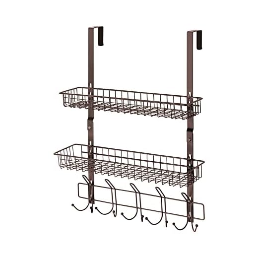 NEX Ganchos sobre a porta, toalheiro sobre a porta com 10 ganchos de porta e 2 cestas suspensas, organizador sobre a porta para pendurar toalhas, chapéus, bolsas, roupas, especiarias