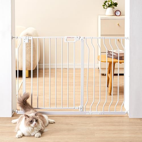 Image of VEVOR 29.5-46" Extra Wide Baby Gate for Stairs, Auto Close Dog Gate for The House, Easy Install Pressure Mounted Pet Gates for Doorways, Easy Walk Thru Wide Safety Gate for Dog, White