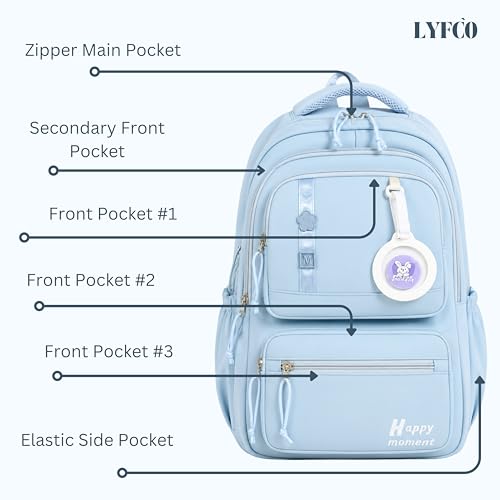 Image of Korean Style School & College Backpack with Detachable Pouch | 18 Inch Large capacity bag for Girls & Boys Age of 12-16 years | Best for School, Tution, Travel, Camping