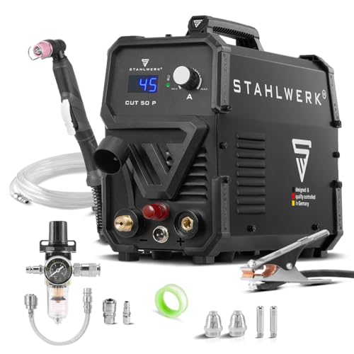 STAHLWERK Découpeur plasma CUT 50 P – Poste de découpe plasma de 15 à 45 A, capacité de coupe jusqu'à 15 mm, Plasma Cutter avec amorçage pilote HF,...