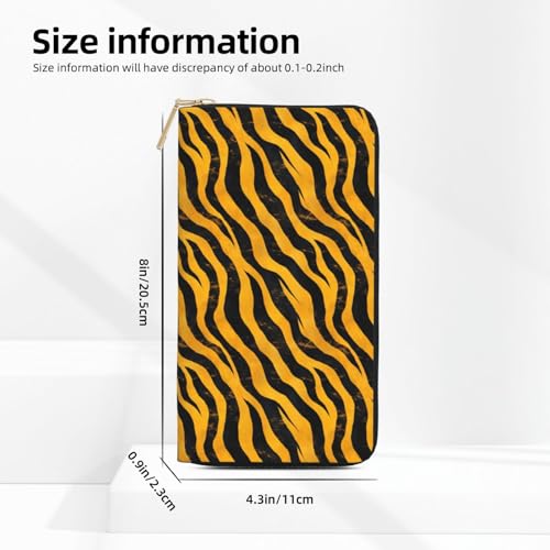 Yellow Black Zebra Print Wallet Women Men, Long PU Leather Wallets for Women, Cute Womens Travel Wallet Purse Pouch with Zipper Pocket3