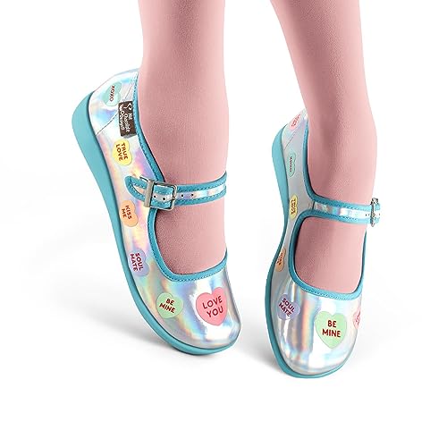 Image of Hot Chocolate Design Chocolaticas Funky Canvas Women's Mary Jane Flat Shoes, Sweet Heart, 6 UK