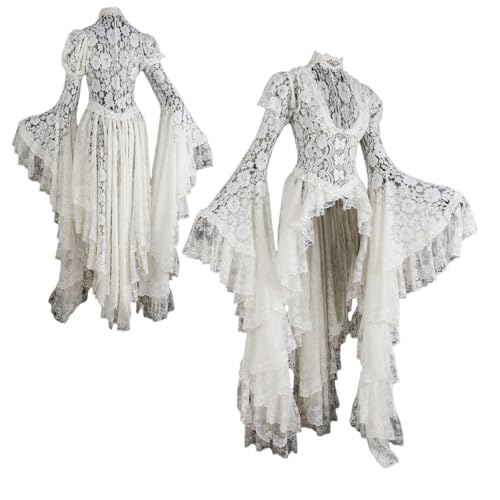 Gothic Kleidung Damen Elegante Mittelalter Kleidung - Halloween Kostüm Frauen Hexe Elfen Vampir Kostüm Korsett Steampunk Gruselig Witch Costume...