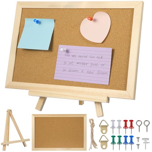 PRETYZOOM Tablero de Corcho Enmarcado Doble Cara 20X30 CM para Jardín de Infantes y Oficina, Pizarra de Mensajes Soporte de Madera de Pino