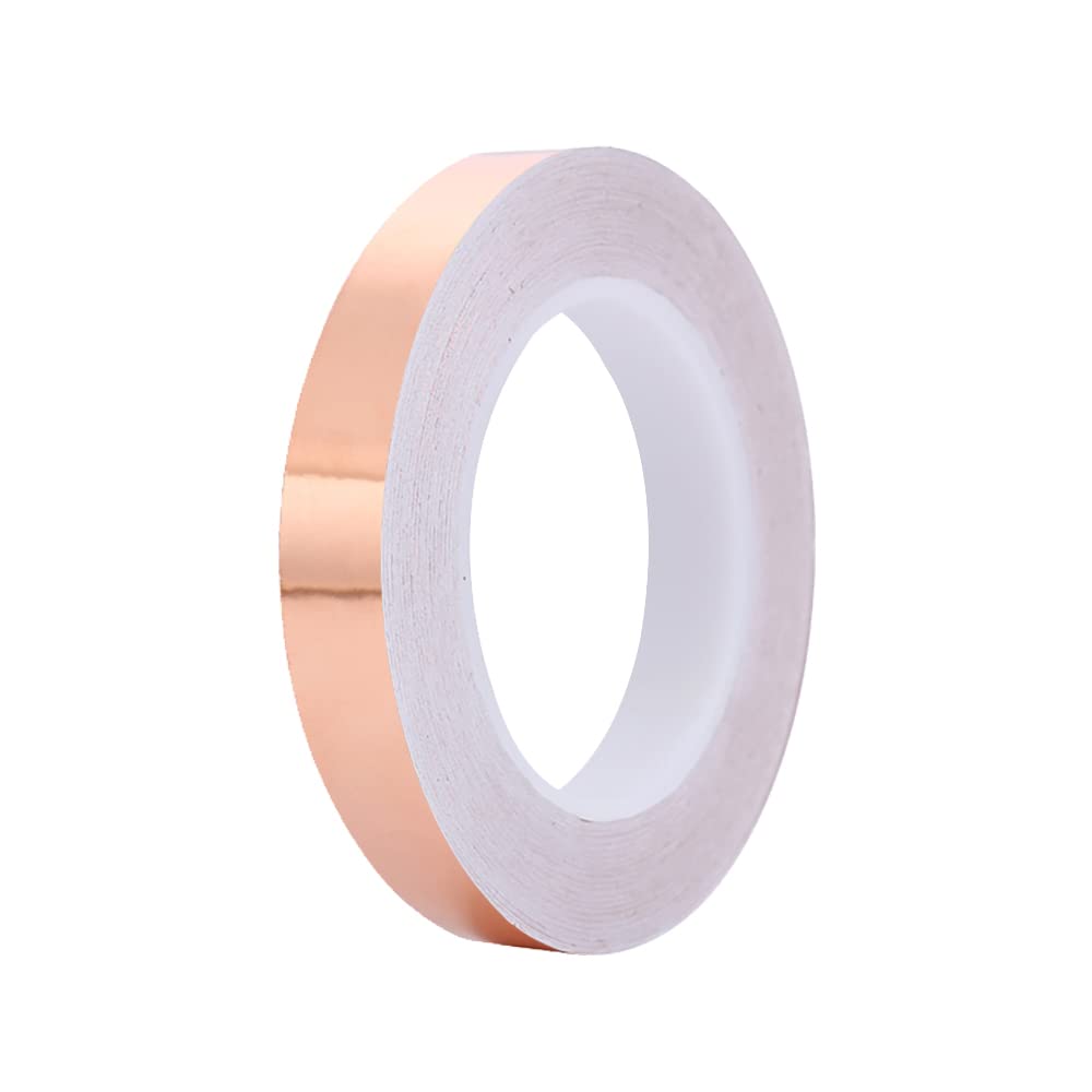 SEIWEI Copper Tape, Copper Foil Tape for Stained Glass, Copper Tape for Slugs Conductive Adhesive, Copper Flashing Conductive Tape for Guitar, EMI Shielding, 15 mmx32 Yards