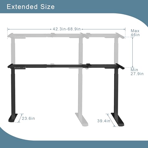 Image of Fromann Standing Desk Frame Electric Height Adjustable Desk Legs Sit Stand Up Table Base Dual Motor L Shaped Corner with USB for Home and Office (Black)