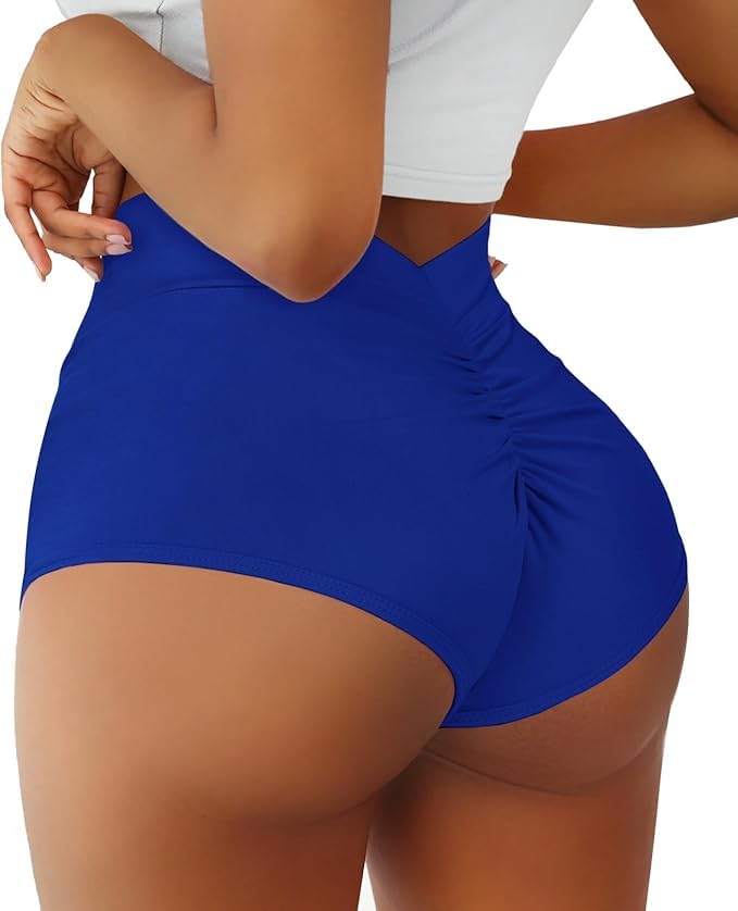 Women's High Waist Yoga Booty Shorts V Back Scrunch Gym Workout Spandex Dance Hot Pants Butt Lifting Rave Bottoms