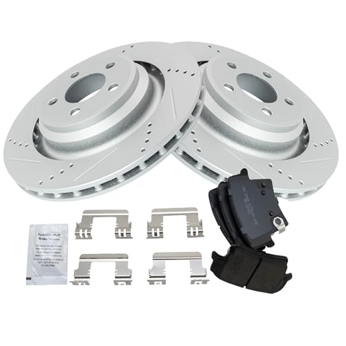 Image of TRQ Performance Rear Brake Pad and Rotor Set Semi Metallic G Coated Rotors | For 2017-2018 Dodge Challenger 2012-2019 Charger