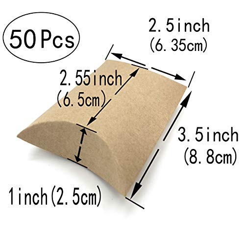 Vintage Kraft Paper Pillow Candy Box Thank You Treat Box Kit Rustic Gift Boxes With Twine For Wedding Favors Baby Shower Birthday Party Supplies, 50Pc #TOP1