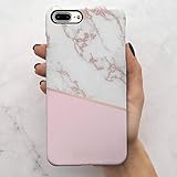 KINFUTON Compatible iPhone 7 Plus Case,iPhone 8 Plus Case,Pink White Marble for Women Girls Soft Silicon Rubber Clear Bumper Matte TPU Slim Cute Protective Phone Case for iPhone 7 Plus iPhone 8 Plus
