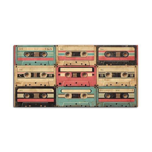 H-WALA Retro Cassette Tape Collage Canvas Wall Art, Nostalgic Wall
