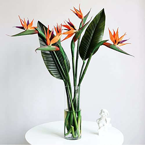 Artificial Flowers Bird Of Paradise Greenery Plants Indoor Outside Garland Home Garden Office Verandah Wedding Decorations 6Pcs (Yellow, 6 Pack) #TOP3