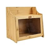 Bamboo Bread Box,2 Layer Large Capacity Wood Bread Bin for Kitchen, Bread Container with Removable Partition