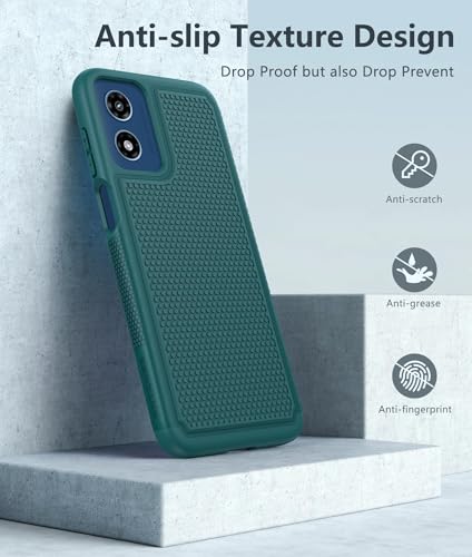 Image of FNTCASE for Motorola Moto G-Play-2024 Case: Dual Layer Protective Heavy Duty Cell Phone Cover Shockproof Rugged with Non Slip Textured Back - Military Protection Bumper Tough (Green)