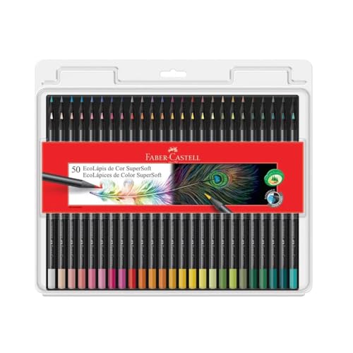 Lápis de Cor, Faber-Castell, EcoLápis Supersoft, 50 Cores, Multicolorido