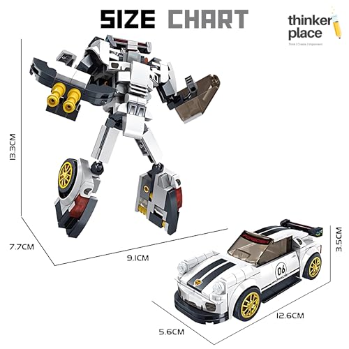Image of Premium Pearl White 2-in-1 Robot & Sports Car (241 Pieces) | Learn About Machines | Building Block Set for Kids Age 6+ | STEM Educational Toy | Build, Play & Learn