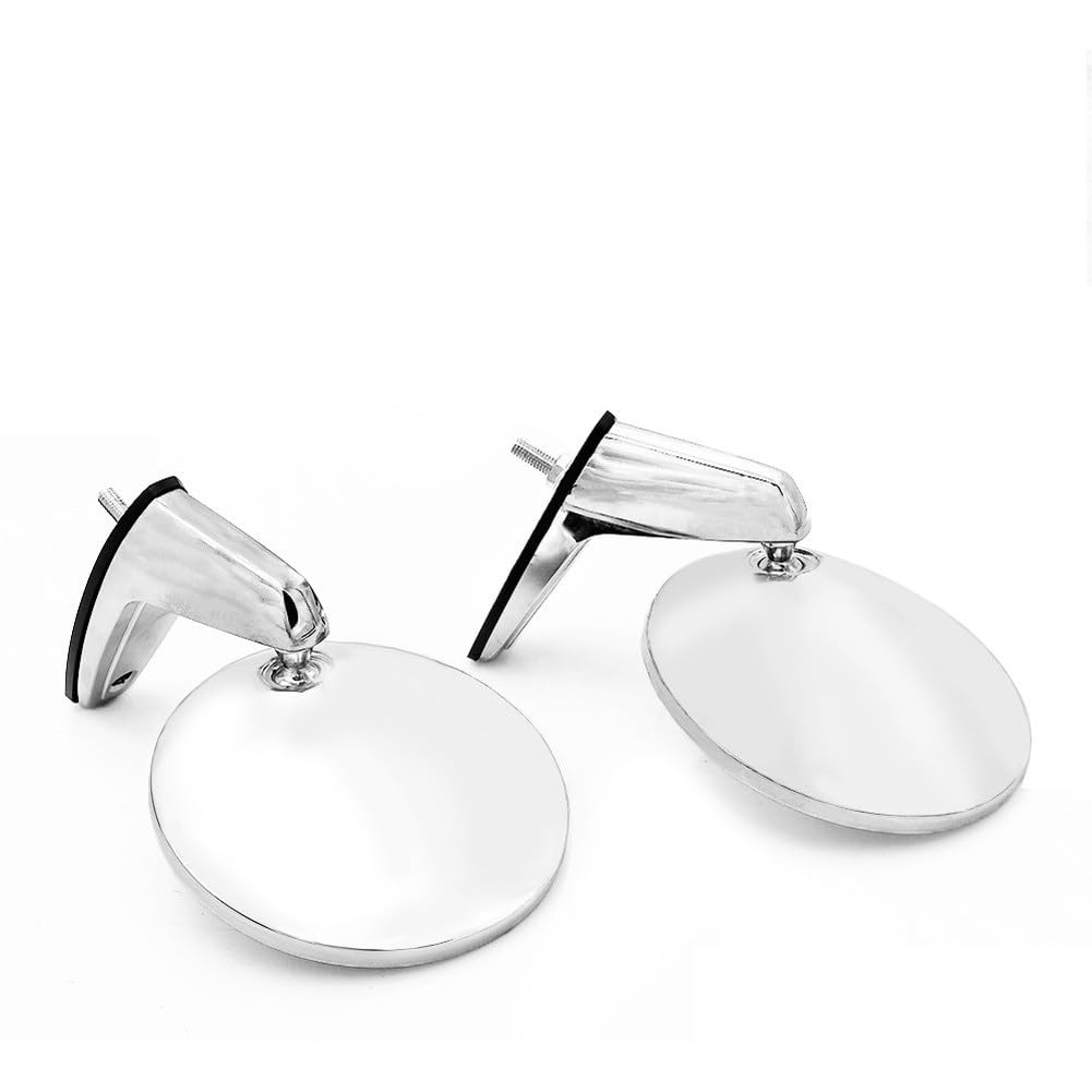 Lot de 2 rétroviseurs ronds vintage en acier inoxydable pour voitures classiques Argenté