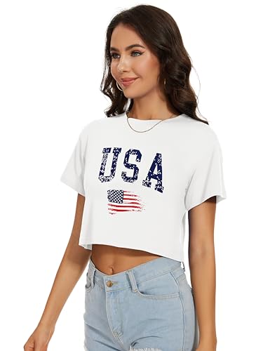 Image of Womens Summer Crop Tops Short Sleeve Round Neck T-Shirts Loose Fit Casual Blouse 2026