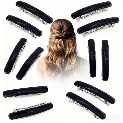Set de 12 pinzas francesas negras para cabello fino miniatura 1