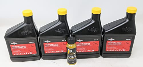 Briggs and Stratton 100005 SAE 30 Engine Oil 18oz Bottle (4-Pack) and Fuel Treatment