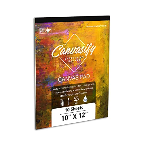 Image of Primed Cotton Canvas Pads for Oil Acrylic Painting -10 inch x 12 inch (10 Sheet)